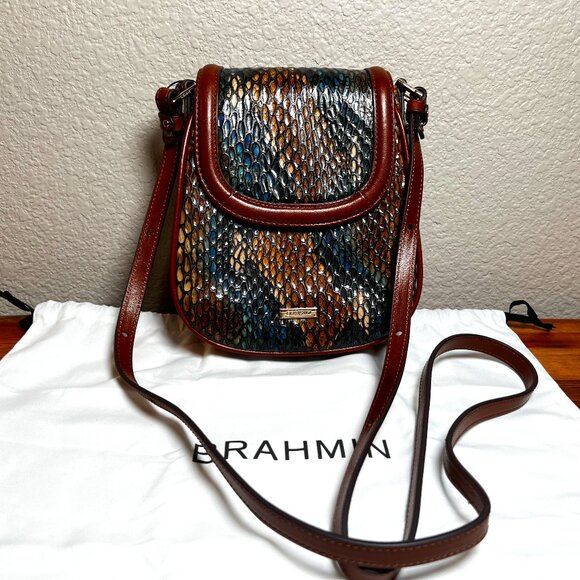 NWT Brahmin Everlee Bottle Blue Fletcher Leather Purse